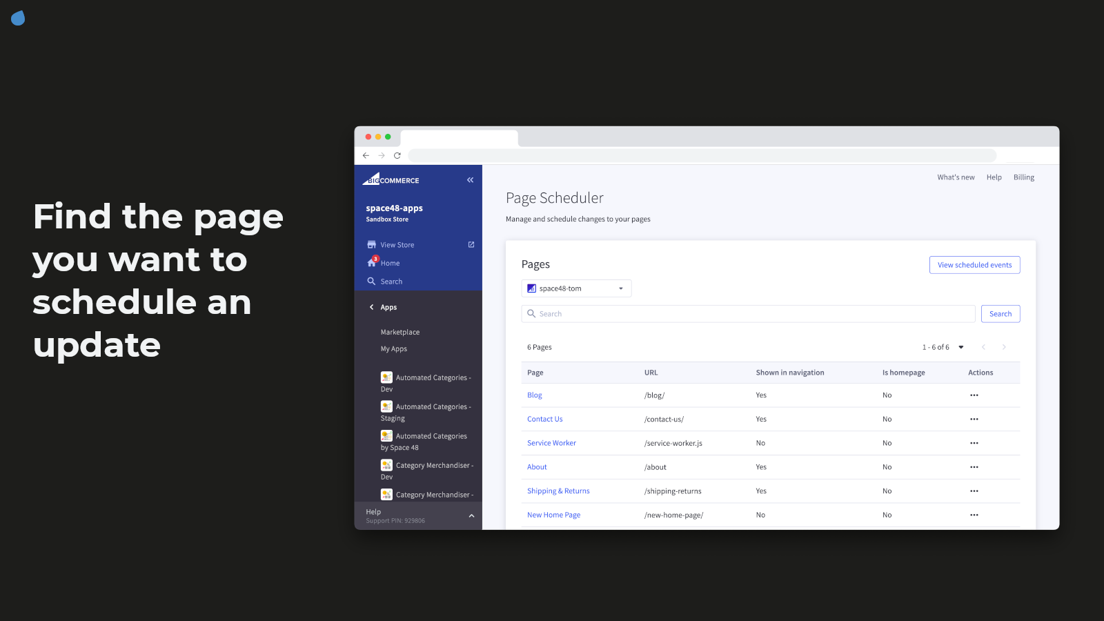 Page Scheduler - Choose a page