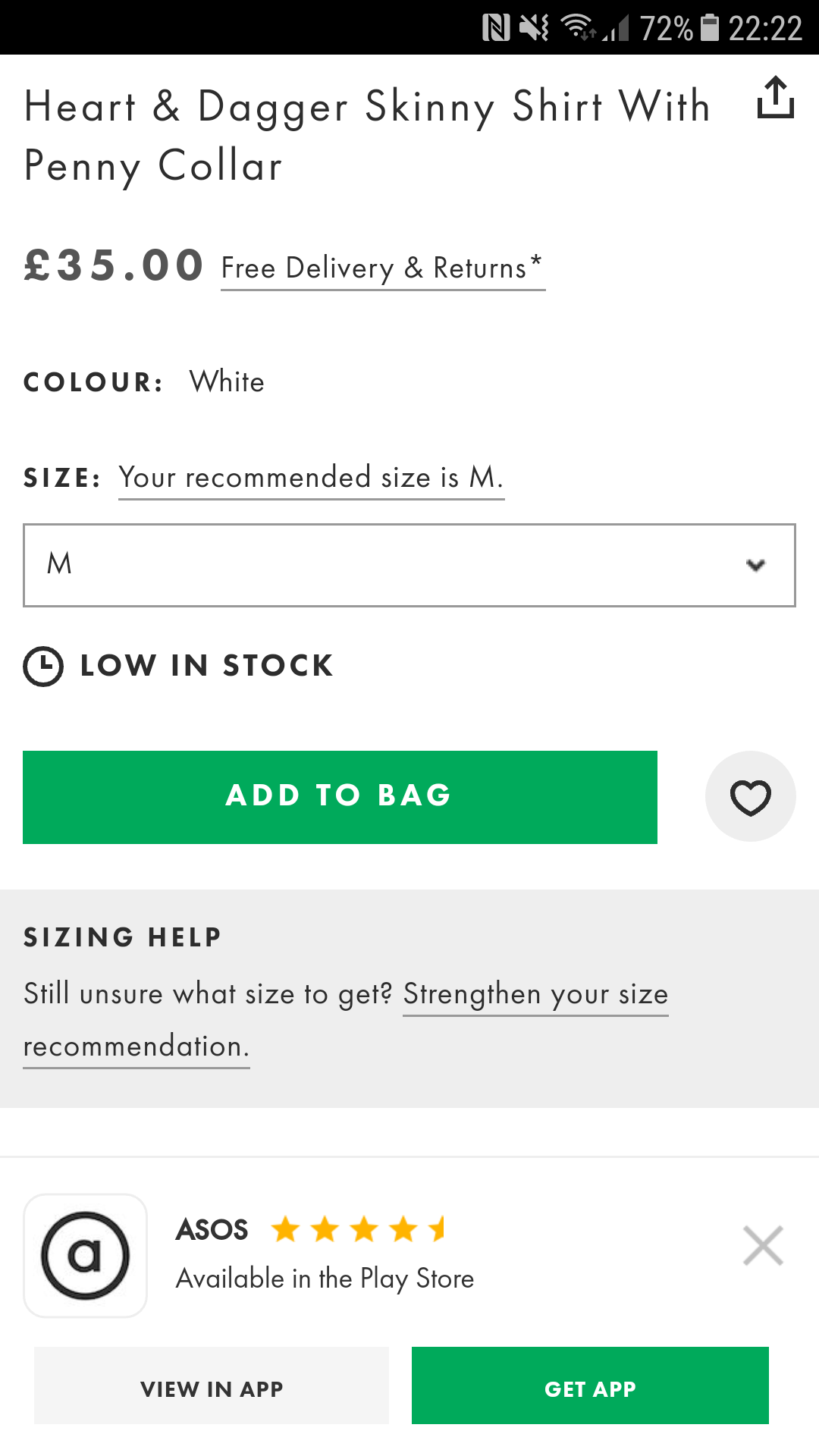 ASOS product page with good UX