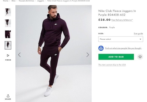 Ecommerce product page UX ASOS
