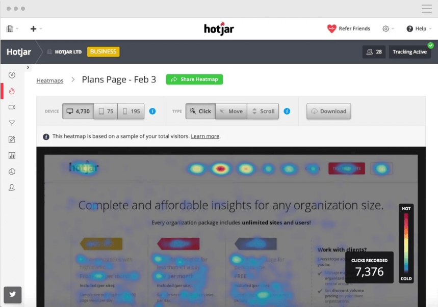 Ecommerce data analytics and monitoring tools Hotjar