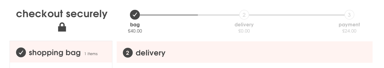 Missguided checkout progress graphic